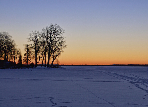 Sunrise-just minutes before the sun peeked out behind the frozen lake.